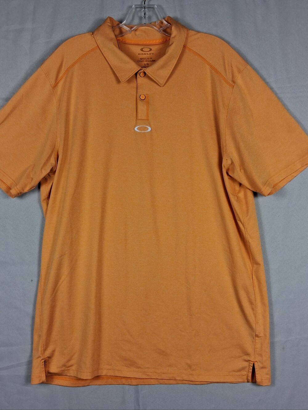 Oakley Hydrolix Polo Shirt Mens Size L Center Logo Orange Golf Performance